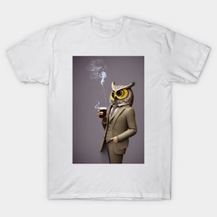 Owl Emoji Drinking Coffee T-Shirt